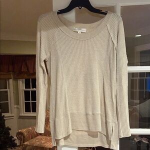 Chelsea & Theodore cream Ribbed Long Sleeve Top